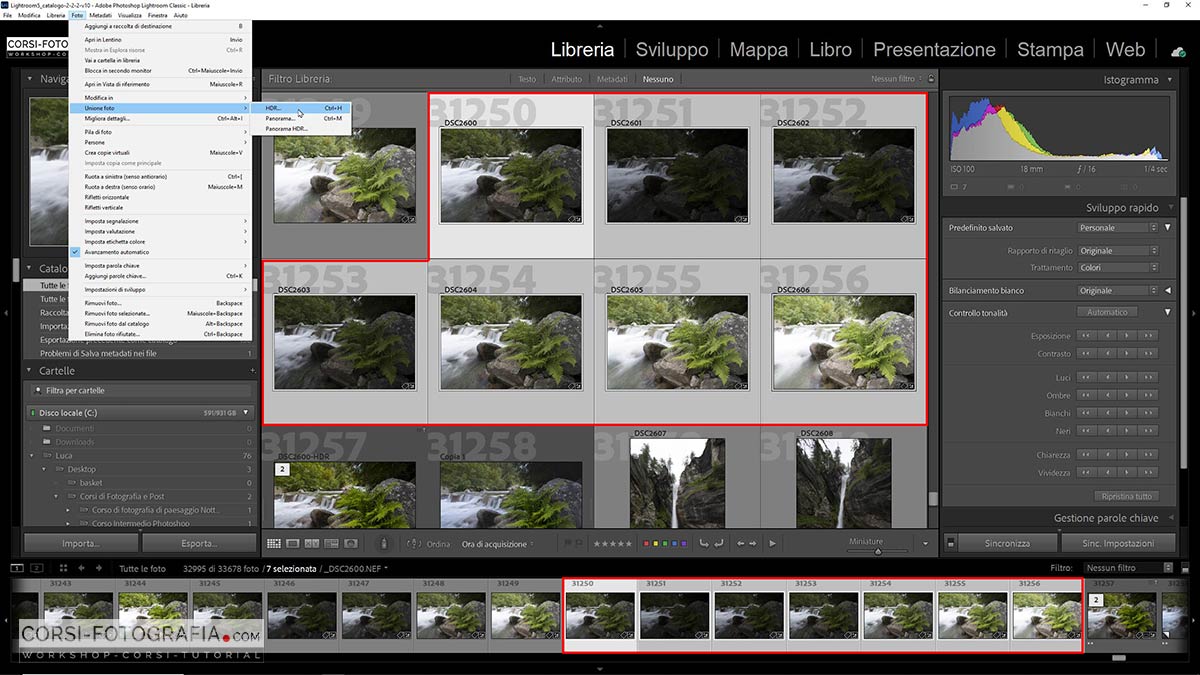 selezione foto in lightroom