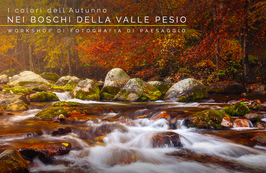 Locandina i colori dell'autunno in valle Pesio Workshop di fotografia di paesaggio