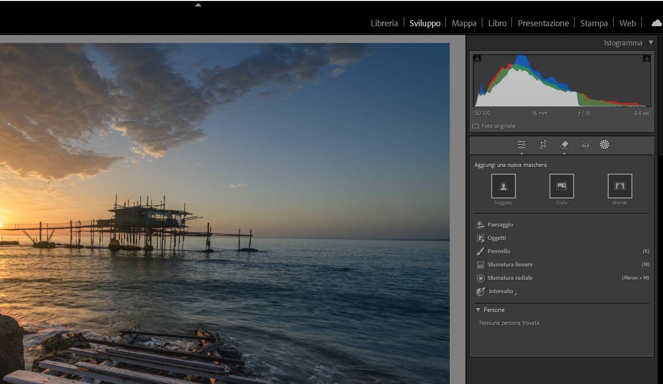 Creare le nuove maschere di paesaggio di lightroom