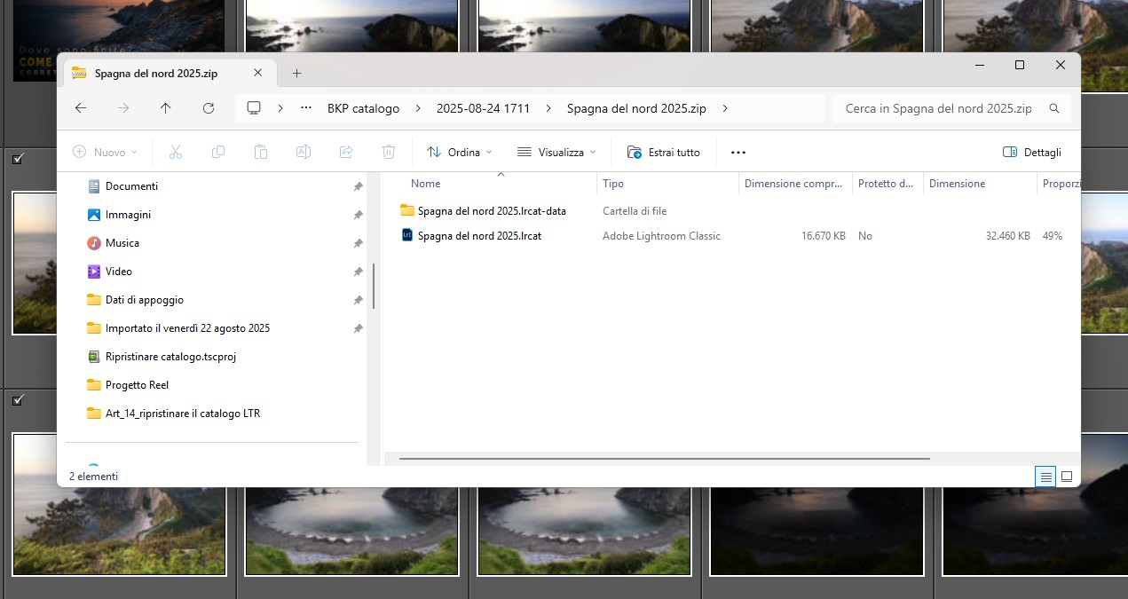 Scegliere backup lightroom
