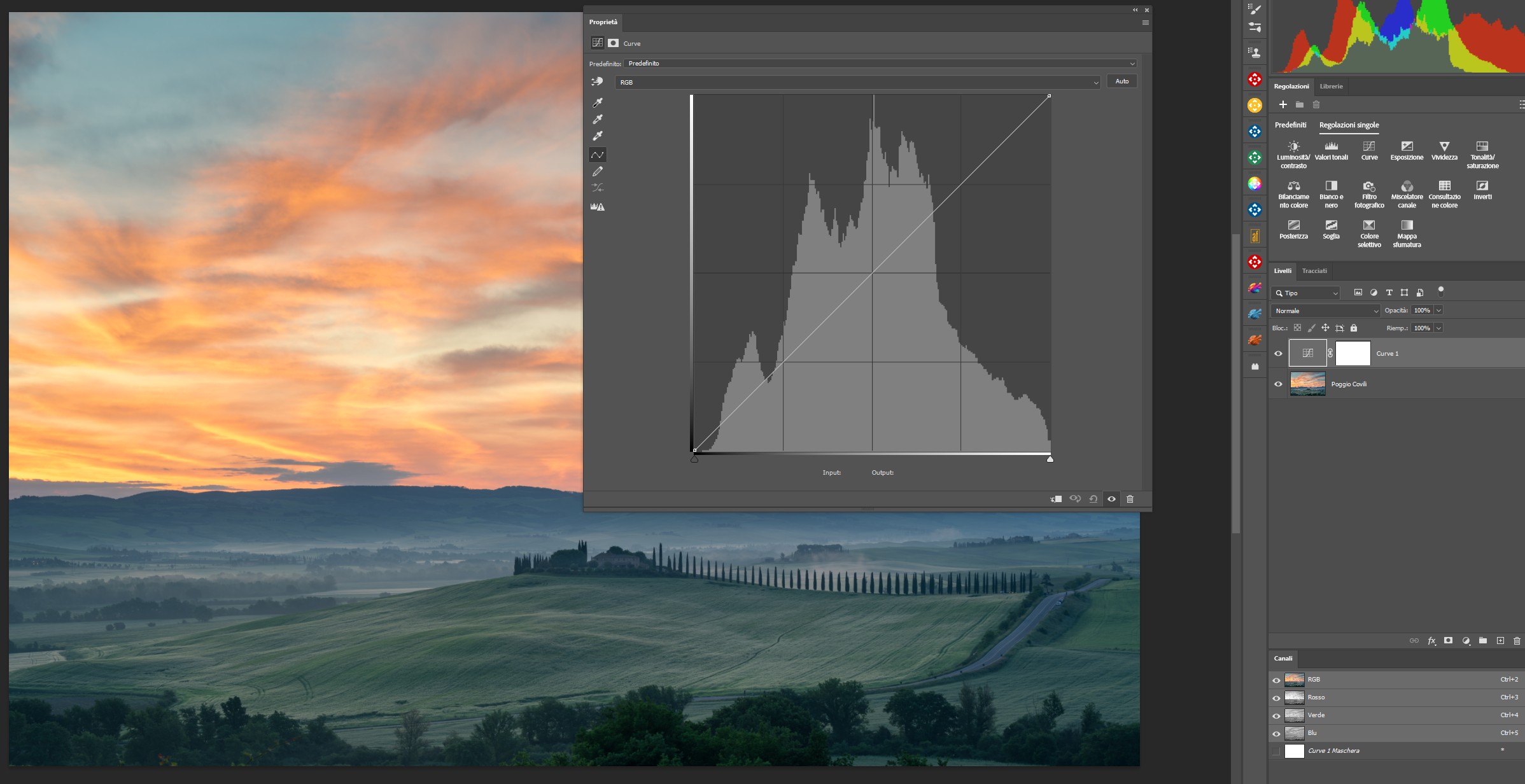 Il livello di regolazione curve di Photoshop