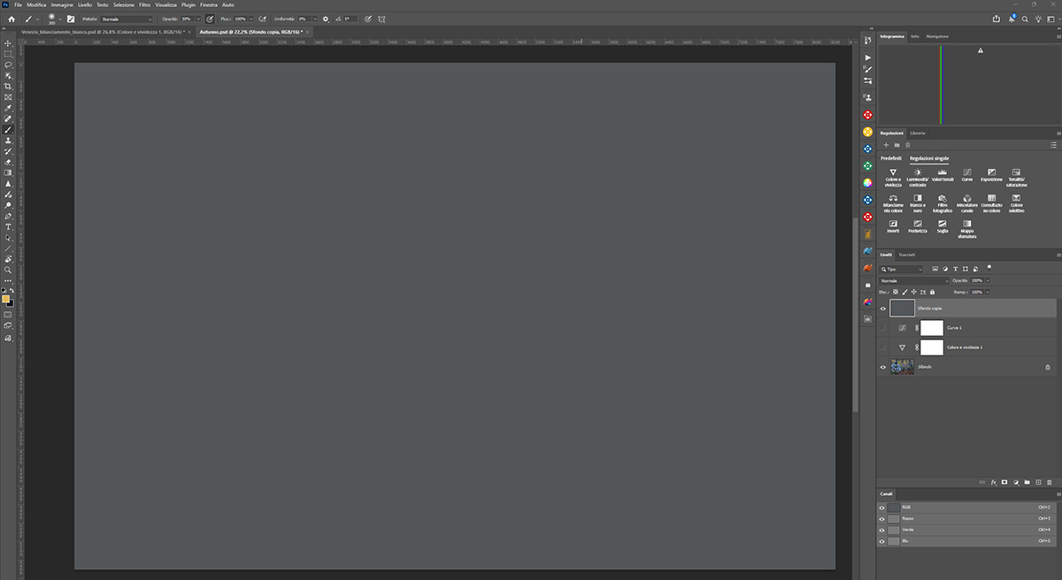 Il livello medio per bilanciare il bianco
