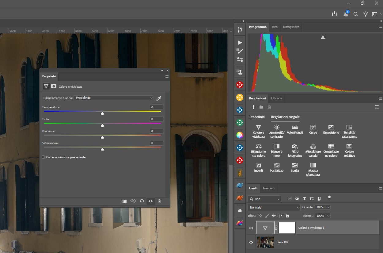 Il livello di regolazione colore e vividezza