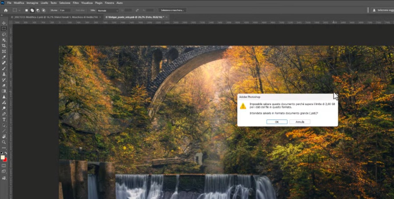 I file PSD hanno un limite di dimensioni di 2 GB