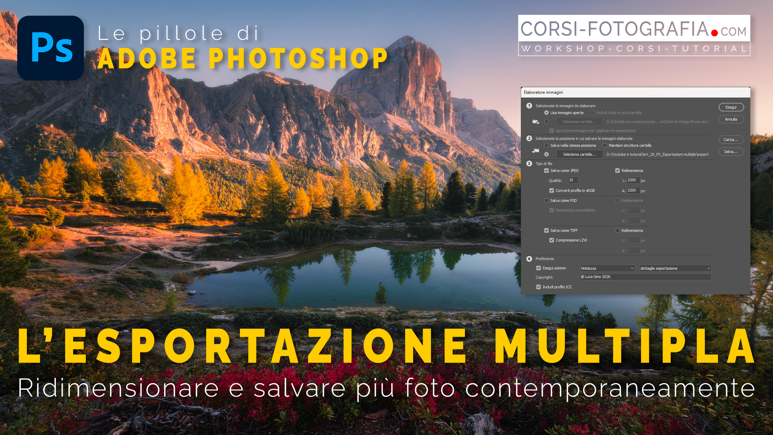 Esportazione multipla in Photoshop, ridimensionare e salvare più immagini contemporaneamente - Anteprima