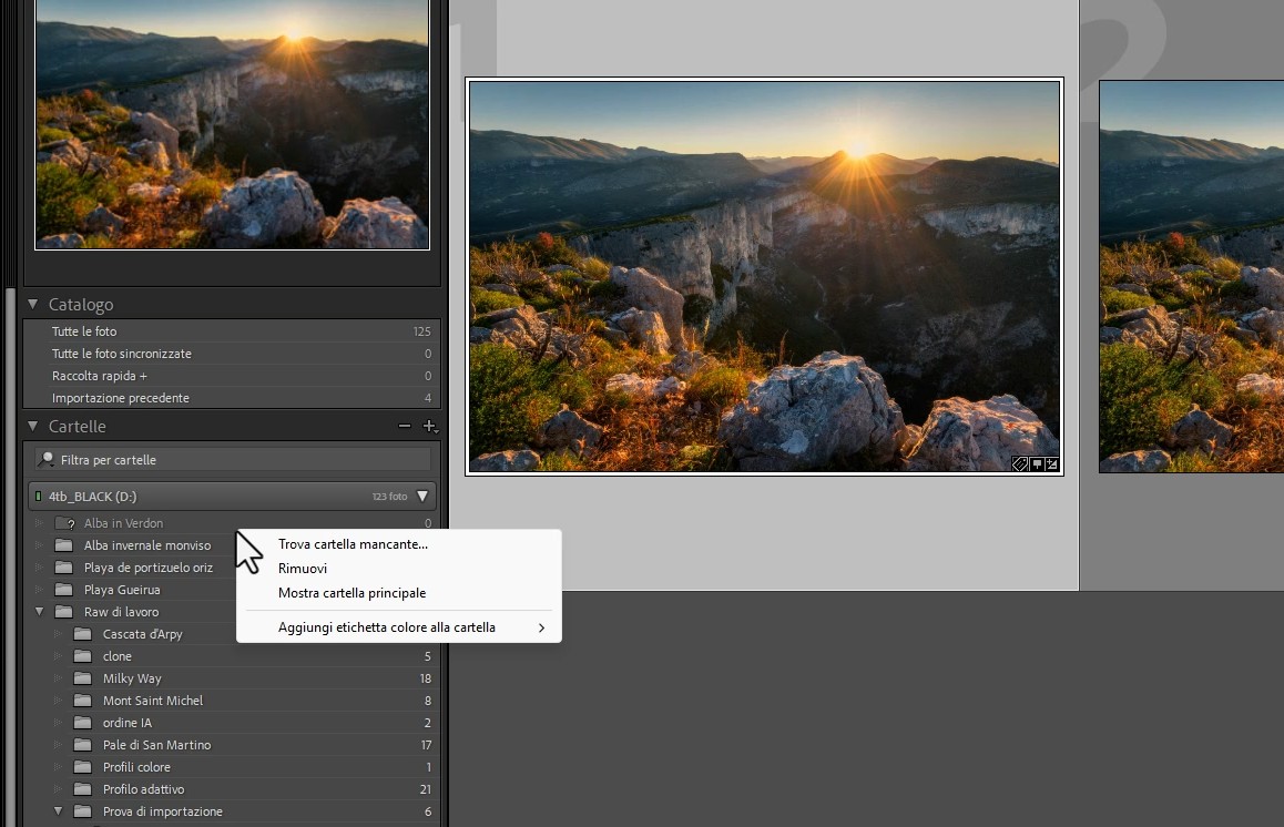 Trova cartella mancante in Adobe Lightroom Classic