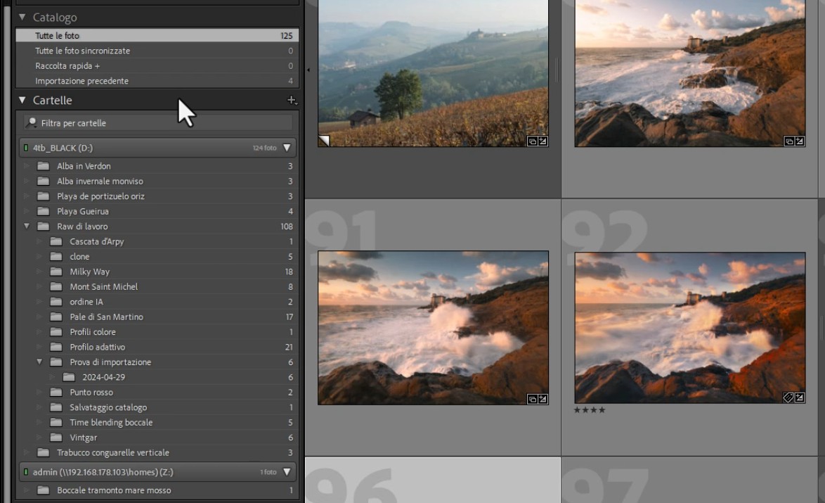 I pannelli catalogo e cartelle di Adobe Lightroom Classic