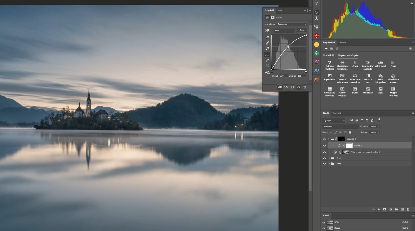 Utilizzare una curva per schiarire le nebbie