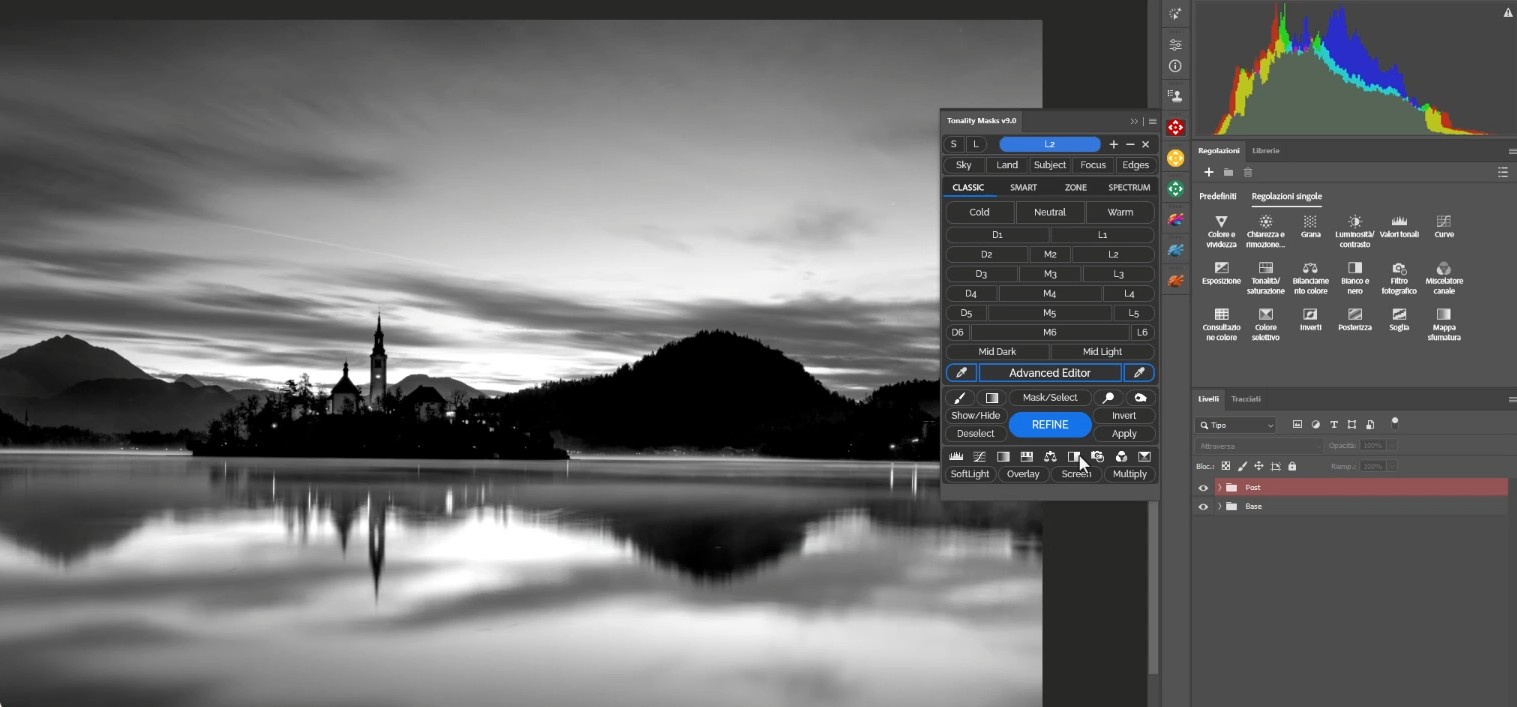La maschera delle luci per selezionare la nebbia