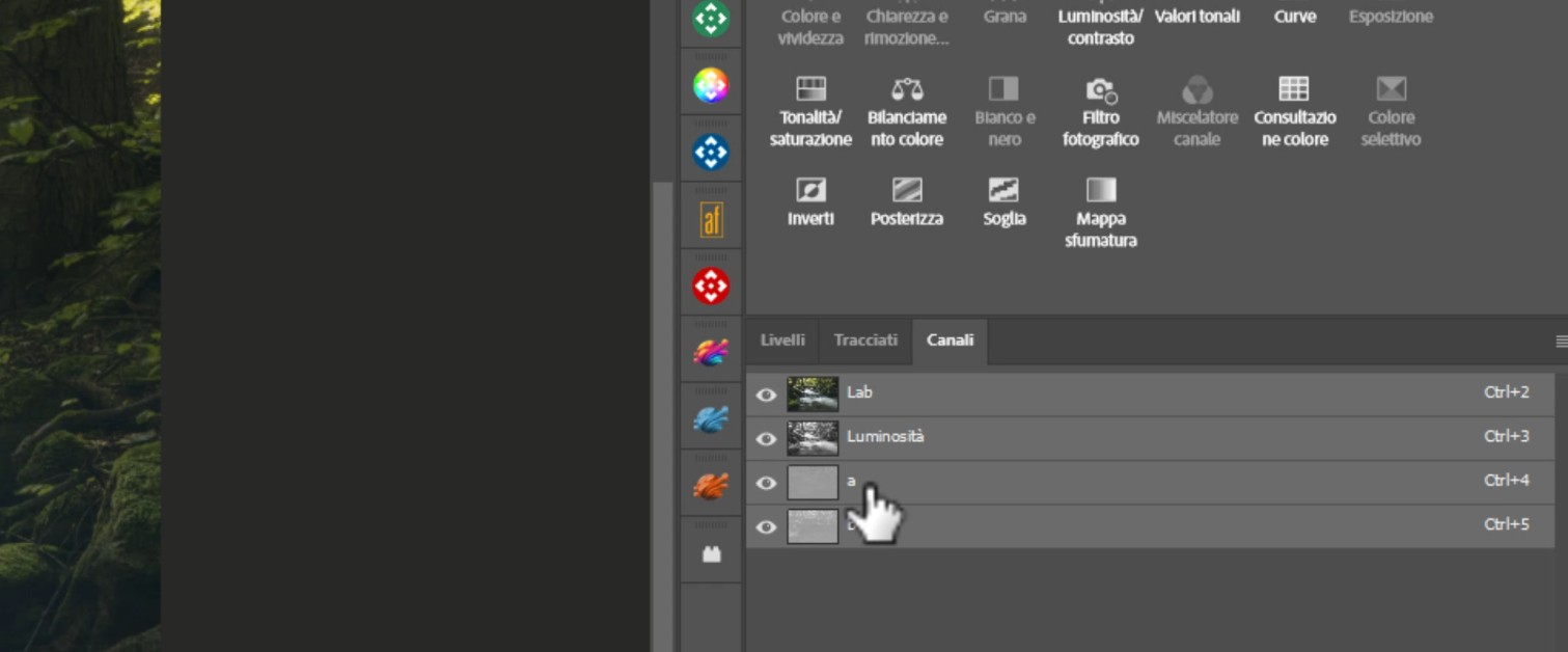 I canali di un documento in LAB