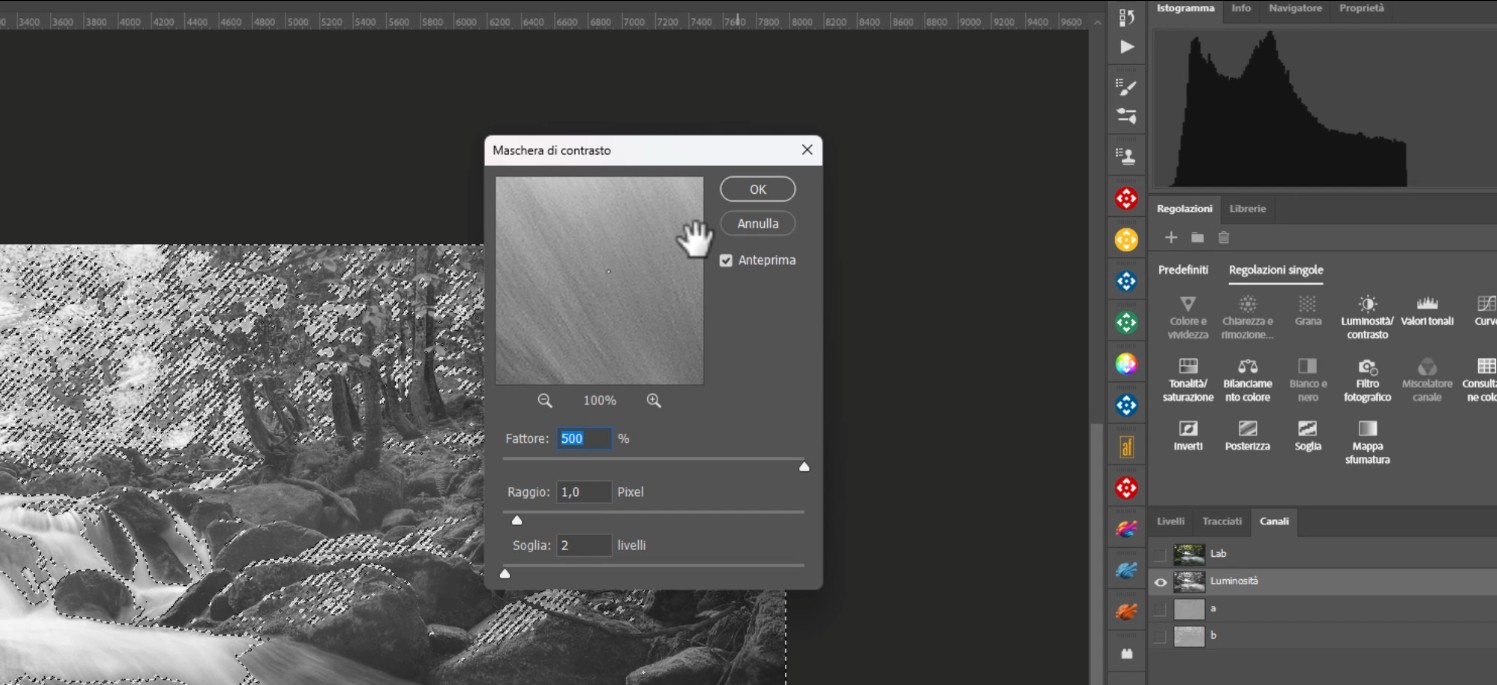 Utilizzare il filtro maschera di contrasto per aumentare i dettagli