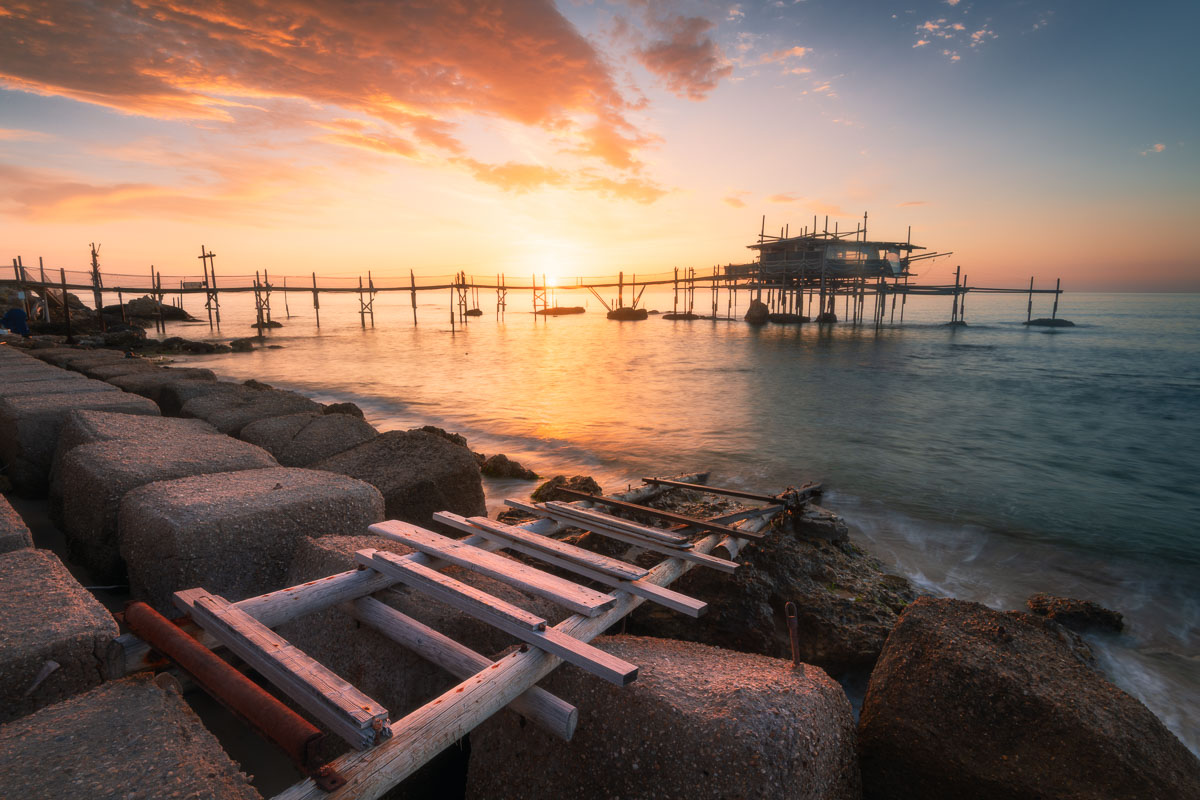 Corso completo di post-produzione del paesaggio Trabocco Cunguarelle dopo