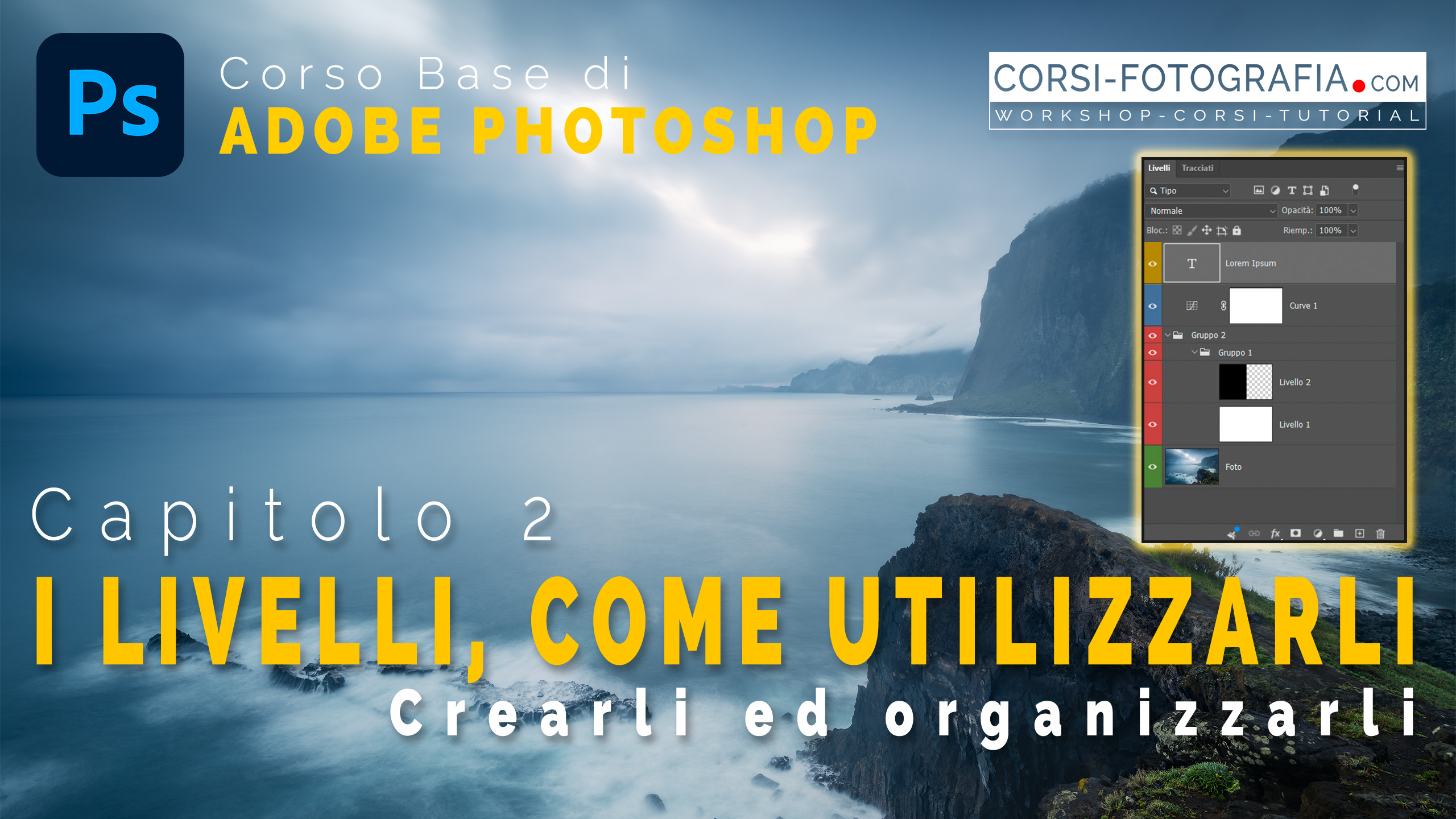 I livelli, cover, corso base di Photoshop, secondo capitolo