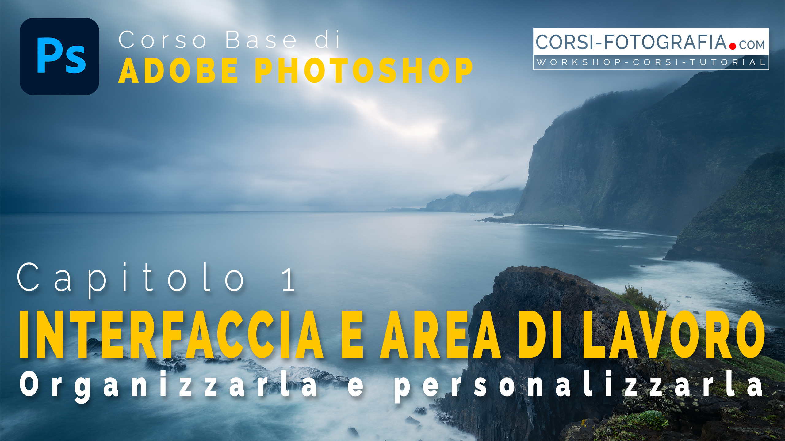 Corso base di Photoshop capitolo 1 l'interfaccia locandina