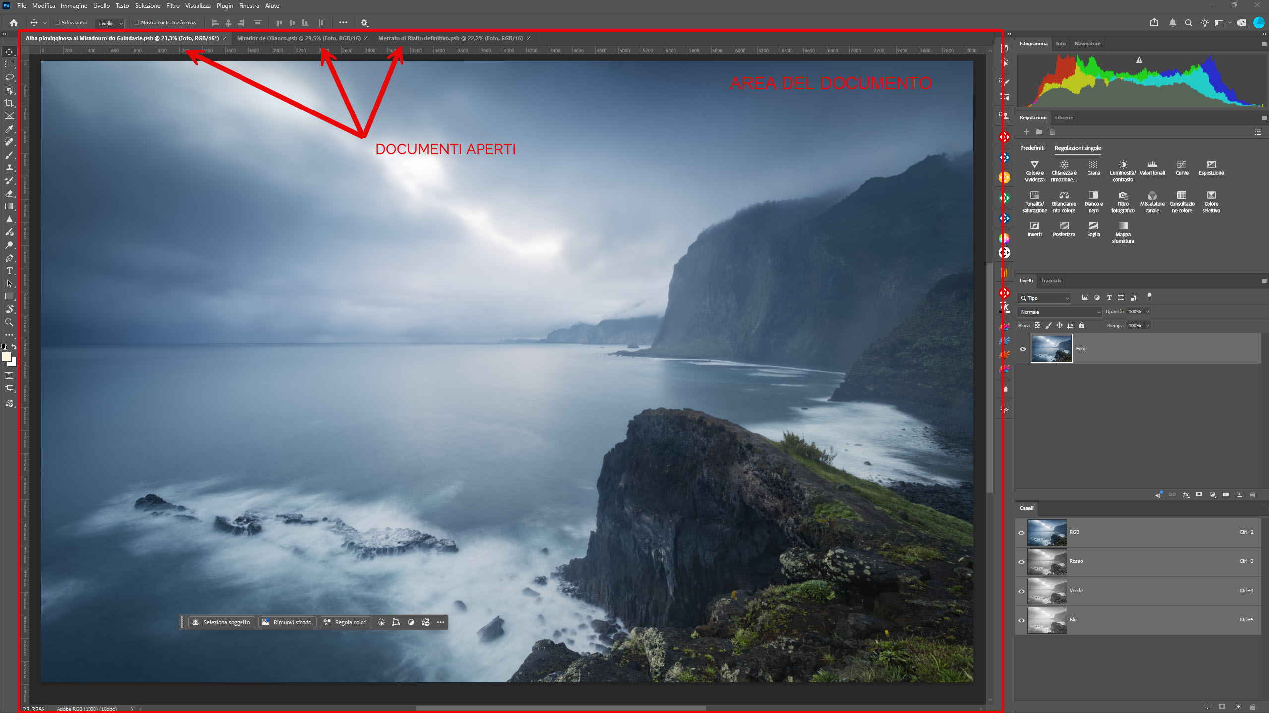 Corso base di Photoshop - L'area del documento