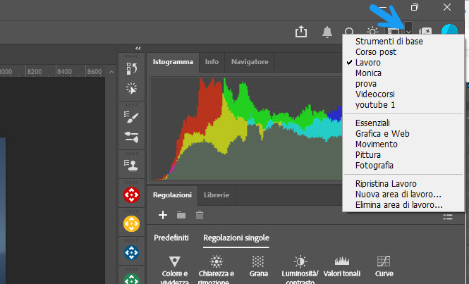 Corso base di Photoshop - Il pannello scrivanie