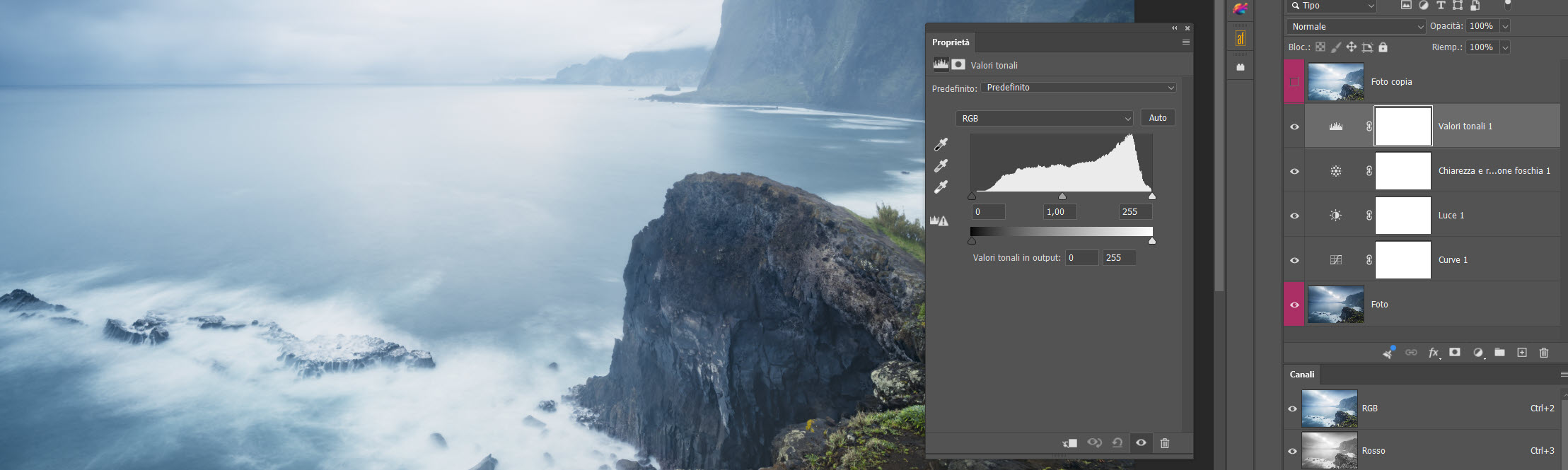 Il livello di regolazione livelli di Photoshop