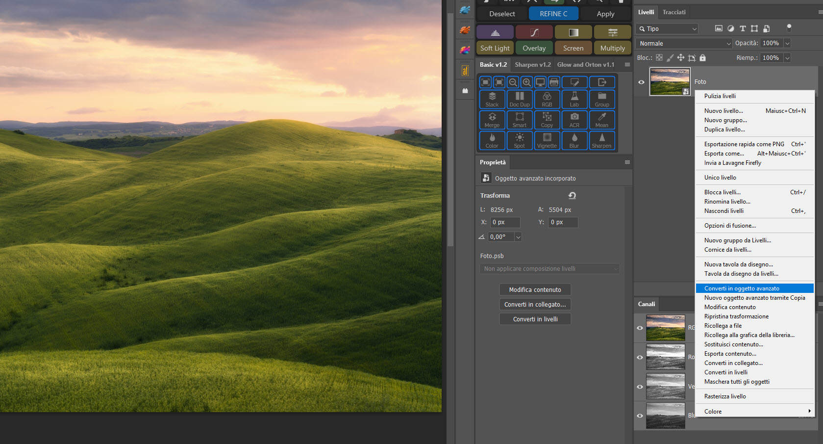 Conversione di un livello in oggetto avanzato Photoshop